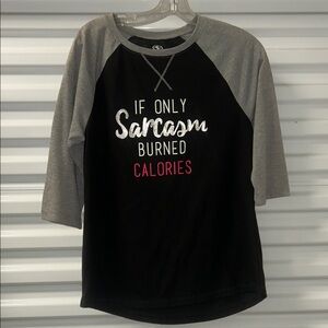 Black and Gray Raglan Graphic Tee #SH004 WHT POLY